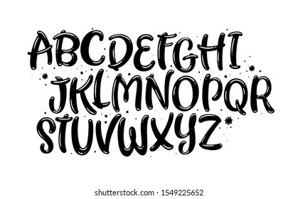 Vector hand drawn alphabet isolated on white background. Brush painted letters. Decorative  artistic font. 