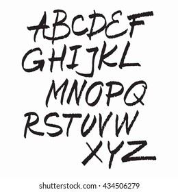Vector hand drawn alphabet isolated black on white illustration. ABC vector.
