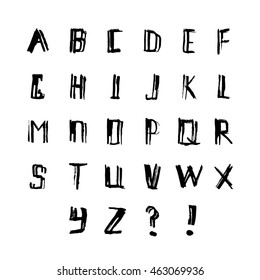 Vector hand drawn alphabet. Isolated on a white background. Handwritten script alphabet. Hand lettering typography for your designs.