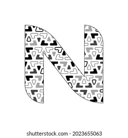N letra con diseño de ilustraciones vectoriales de contraste

