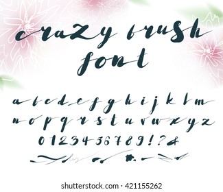 Vector hand drawn alphabet. Letters of the alphabet written with a large calligraphic brush. You can combine letters and change them size for elegant lettering. Add some spots and swirls in the end.