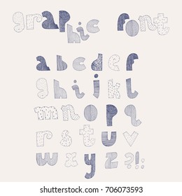 Vector hand drawn alphabet. Letters sequence from A to Z in various textured styles.