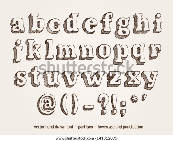 Vector Hand Drawn Alphabet Lowercase Punctuation Stock Vector (Royalty ...