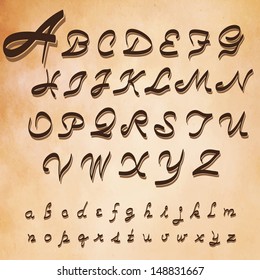 Vector hand drawn Alphabet on grunge paper background