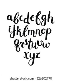 Vector Hand Drawn Alphabet on white background. Letters written with a brush pen. Ink abc
