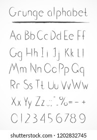 Vector hand drawn alphabet in style grung. Normal type.