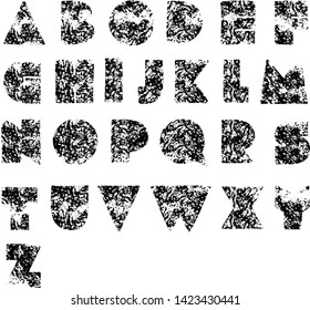 Vector hand drawn alphabet with texture. Doodle letters. Isolated characters. Hand drawn font 