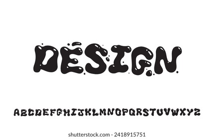 Vector Hand Drawn Alphabet. Trendy Liquid and Groovy Letters. Decorative Artistic Font. Y2K Letters Style.	