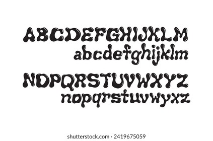 Vector Hand Drawn Alphabet. Trendy Liquid and Groovy Letters. Decorative Artistic Font. Y2K Letters Style.	