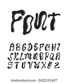 Vector Hand Drawn Alphabet. Trendy Liquid and Groovy Letters. Decorative Artistic Font. Y2K Letters Style.	