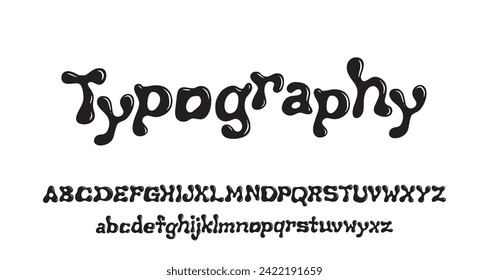 Vector Hand Drawn Alphabet. Trendy Liquid and Groovy Letters. Decorative Artistic Font. Y2K Letters Style.	