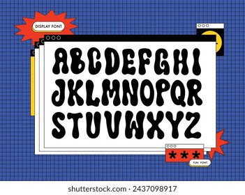 Vector Hand Drawn Alphabet. Trendy Liquid and Groovy Letters. Decorative Artistic Font. Y2K Letters Style.	