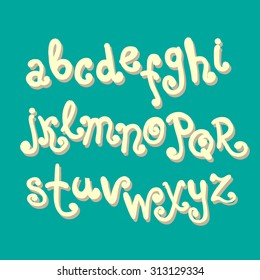 Vector hand drawn alphabet and type.
