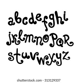 Vector hand drawn alphabet and type.