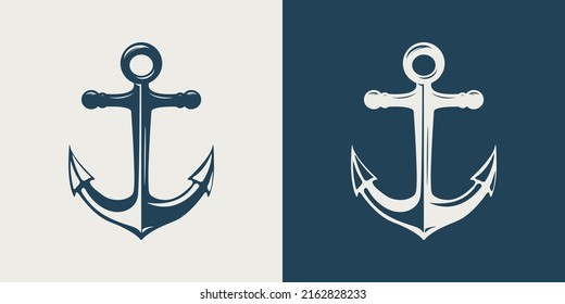 Vector Hand drawn Anchor Icon Set Isolated. Design Template for Tattoos, Tshirt, Logo, Labels. Monochrome Anchor SilhouetteTemplate. Antique Vintage Marine Anchors