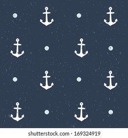 Vector Hand Drawn Anchor Seamless Pattern