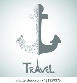 Vector hand drawn anchor symbol