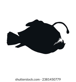 Vector hand drawn angler fish silhouette isolated on white background