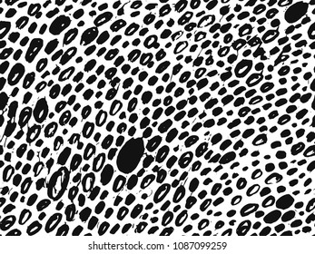Vector hand drawn animal print design. Calligraphic brush stroke monochrome pattern. Black and white style. Poster, fabric print, web page background, birthday card invitation, interior texture