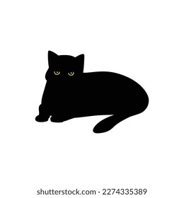 Vector hand drawn animals silhouette Cat cute 3
