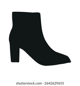 Vector hand drawn ankle boot silhouette isolated on white background