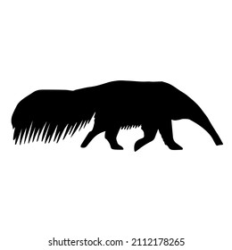 Vector hand drawn anteater silhouette isolated on white background