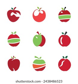 vector hand drawn apple fruit set icon illustration.
