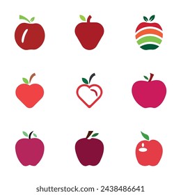 vector hand drawn apple fruit set icon illustration.