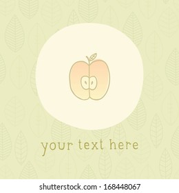 Vector hand drawn apple greeting card