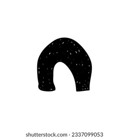 Vector hand drawn arch. Minimalistic figure in retro bauhaus style, boho element, uneven texture doodle line art figure.