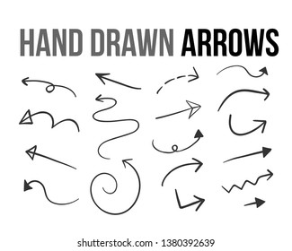The vector hand drawn arrow design material collection set  on white background