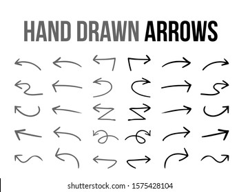 The Vector Hand Drawn Arrow Icon Infographic Design Material Collection Set On White Background