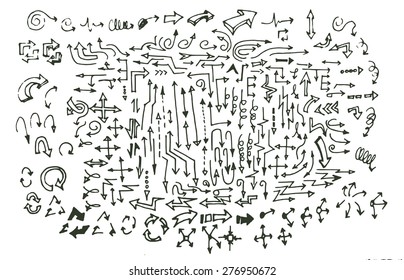 Vector hand drawn arrow set isolated on white