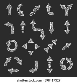 Vector Hand Drawn Arrow Set. Chalk Scribbles Drawings. Design Elements Set.