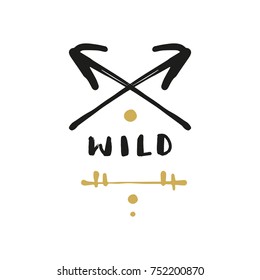 Vector, hand drawn, arrows, aztecs, freedom, vintage, brush, watercolor, funny, indians, golden, lines, sign, print, inscription, wild.