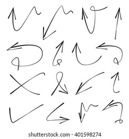 vector hand drawn arrows, check marks