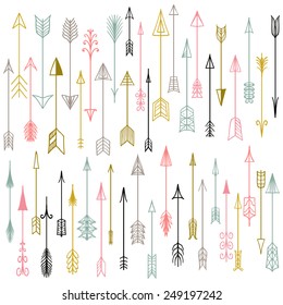 Vector hand drawn arrows collection. Doodle arrows made by hand drawn.  White backdrop. Used for your design, cards and invitations.