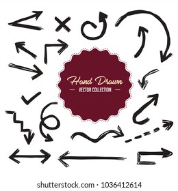 vector hand drawn arrows icons set on white