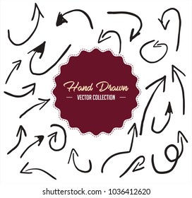 vector hand drawn arrows icons set on white