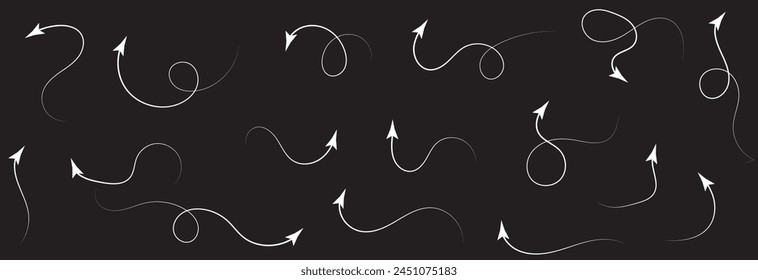 vector hand drawn arrows icons set on white. Vector illustration. isolated on black background. EPS 10