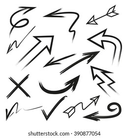 vector hand drawn arrows icons set