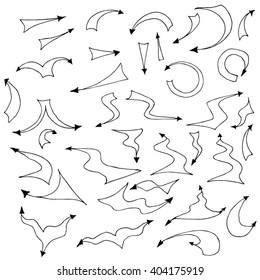 vector hand drawn arrows icons set on white