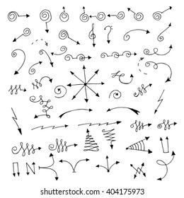 vector hand drawn arrows icons set on white