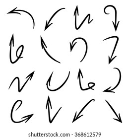 vector hand drawn arrows, isolated arrows, sketch arrow signs