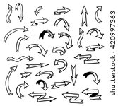 Vector hand drawn arrows set on a white background