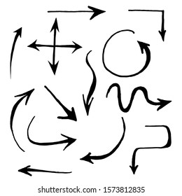 vector hand drawn arrows set. isolated on a white background