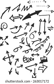 Vector hand drawn arrows set isolated on white