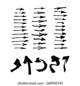 Vector hand drawn arrows set isolated on white background