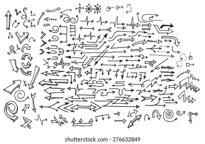 Vector hand drawn arrows set isolated on white