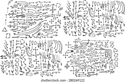 Vector hand drawn arrows set isolated on white